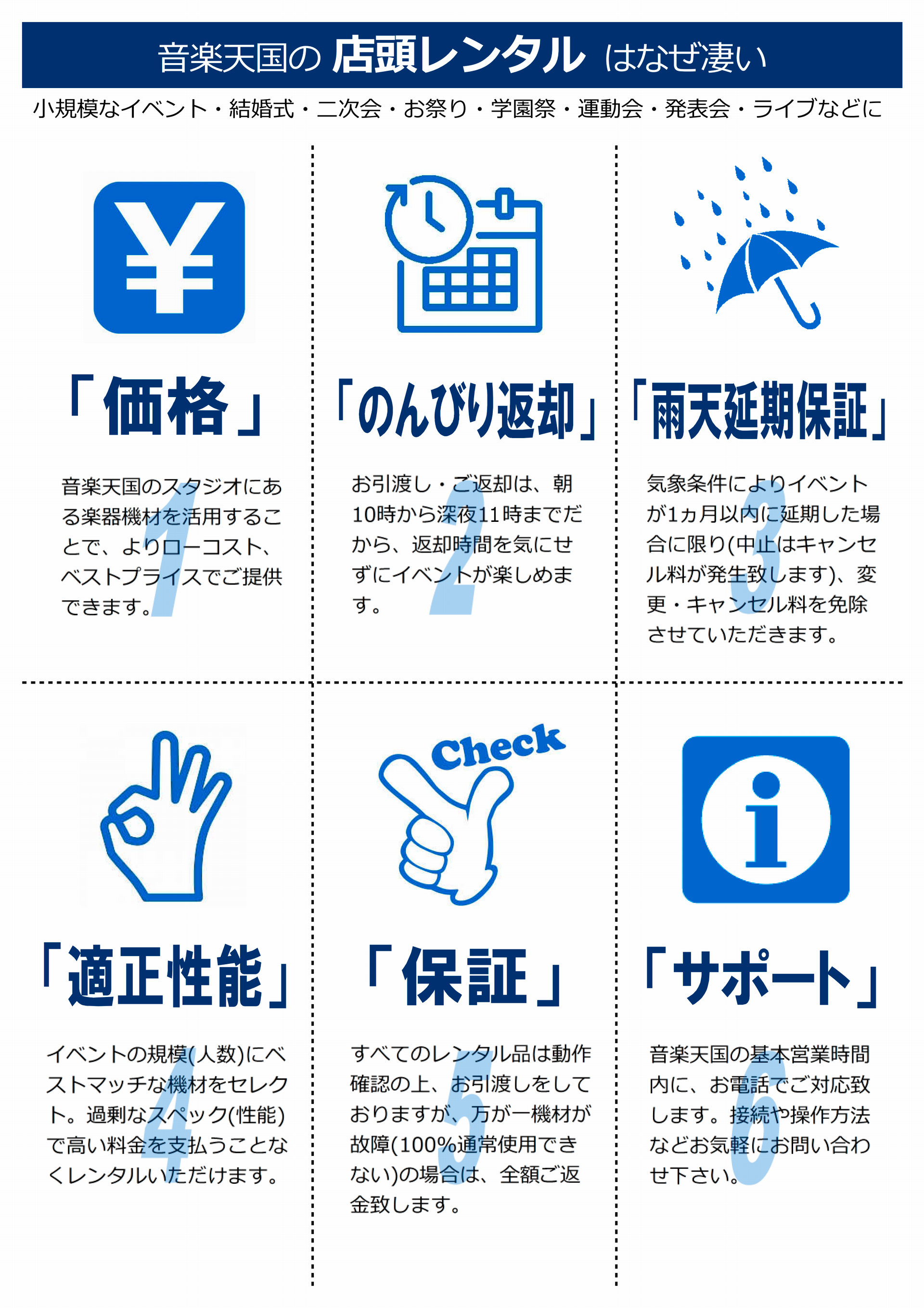 音楽天国の楽器機材の店頭レンタル